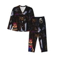 thumbnail image 1 of Lsque Five Nights At Freddy'S Pattern Long Sleeve Pajama Set for Women - Soft 2-Piece Sleepwear and Loungewear Set with Pockets, Comfy Nightwear, 1 of 8