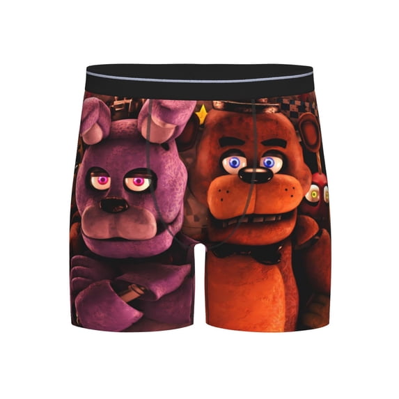 Lsque Five Nights At Freddy'S Pattern Men's Performance Stretch Underwear, Athletic Long Leg Briefs,Moisture-Wicking-Large