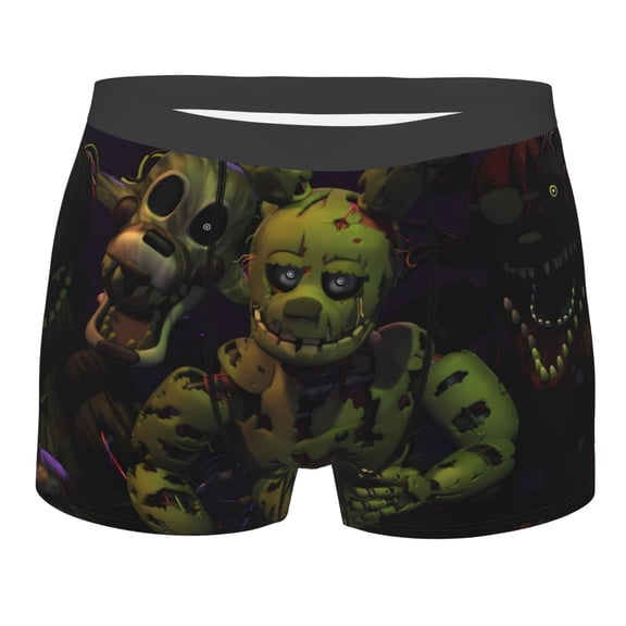Lsque Five Nights At Freddy'S Pattern Men’s Total Support Pouch Boxer Briefs, X-Temp Cooling, Moisture-Wicking Underwear, Regular, Long-leg and Trunk-Small