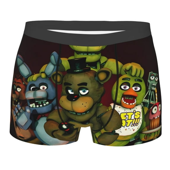 Lsque Five Nights At Freddy'S Pattern Men’s Total Support Pouch Boxer Briefs, X-Temp Cooling, Moisture-Wicking Underwear, Regular, Long-leg and Trunk-X-Large