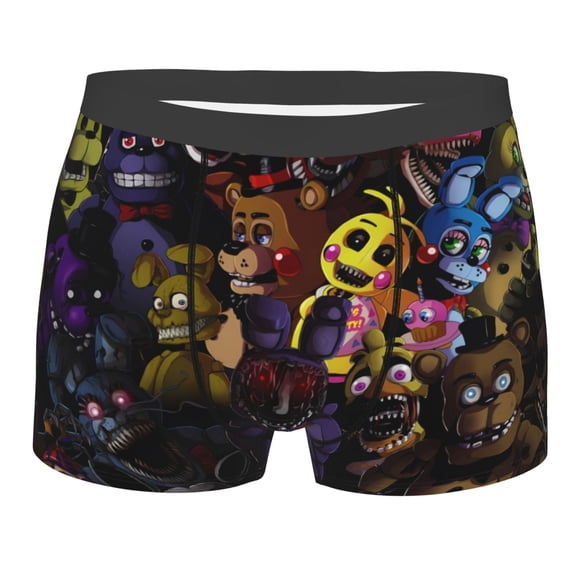 Lsque Five Nights At Freddy'S Pattern Men’s Total Support Pouch Boxer Briefs, X-Temp Cooling, Moisture-Wicking Underwear, Regular, Long-leg and Trunk-XX-Large