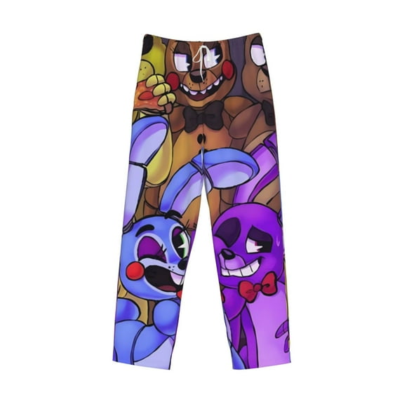 Lsque Five Nights At Freddy'S Print Men's Pajama Pants, Lounge Pant - Comfortable Home Wear,Elastic Waistband, Stylish Design-Large