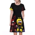 thumbnail image 1 of Lsque Five Nights At Freddy'S Print Women's Casual Dress T-Shirt Summer Short Sleeve Scoop Neck Swing Dresses, 1 of 7