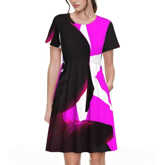 Lsque Five Nights At Freddy'S Print Women's Casual Dress T-Shirt Summer Short Sleeve Scoop Neck Swing Dresses