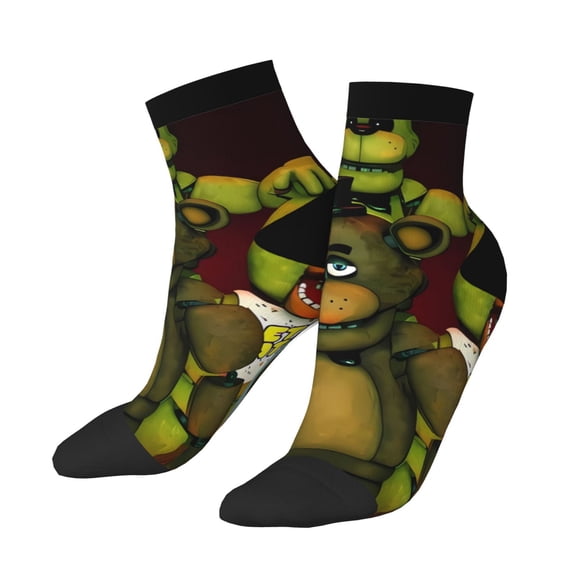 Lsque Five Nights At Freddy'S Printed Crew Socks, Moisture-Wicking Socks, Athletic Socks for Men Breathable Cushion Socks Casual Sport Socks for Running Traveling