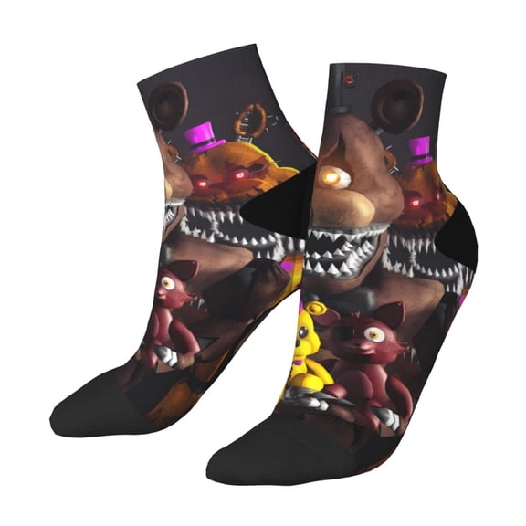 Lsque Five Nights At Freddy'S Printed Crew Socks, Moisture-Wicking Socks, Athletic Socks for Men Breathable Cushion Socks Casual Sport Socks for Running Traveling