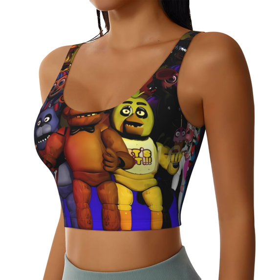 Lsque Five Nights At Freddy'S Printed Women'S Sports Bra, Compression, Moisture Wicking, High-Impact Sports Bra For Women,Supportive sports bra-Large