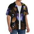 thumbnail image 1 of Lsque Five Nights At Freddy'S print Men's Cuban Collar Short Sleeve Shirt Summer Beachwear Casual Button Down Fashionable Vacation Leisure Shirt-4X-Large, 1 of 7