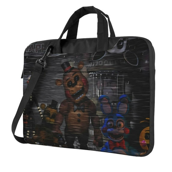 Lsque Five Nights At Freddy'S Pattern Laptop Bag – Portable & Slim Single-Shoulder Computer Case with Adjustable Strap, Protective, Lightweight for 13”/14”/15.6” Laptops