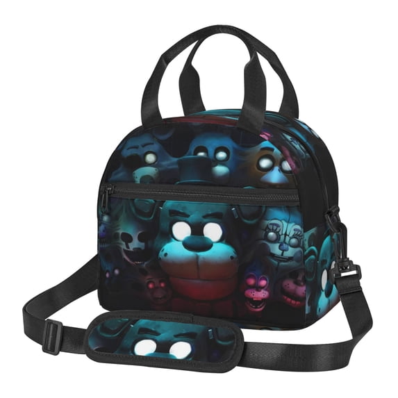 Lsque Five Nights At Freddy'S Pattern Lunch Bag ,Insulated Lunch Box, Small Leakproof Cooler Food Lunch Containers Reusable High Capacity Lunch Tote Bags