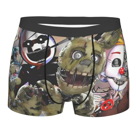 Lsque Five Nights At Freddy'S Pattern Men’s Total Support Pouch Boxer Briefs, X-Temp Cooling, Moisture-Wicking Underwear, Regular, Long-leg and Trunk-Medium