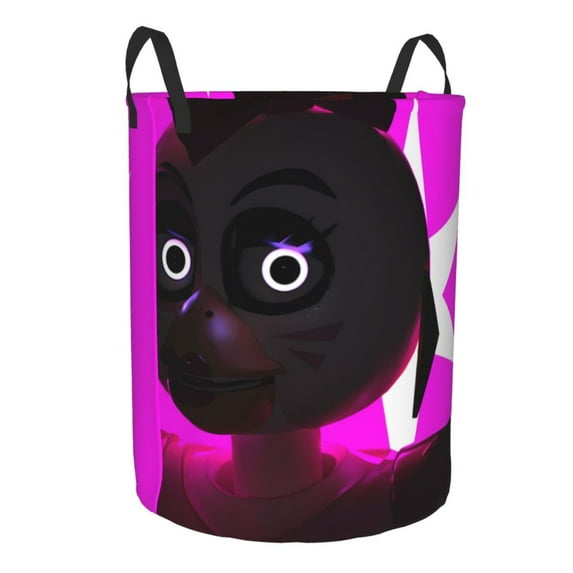 Lsque Five Nights At Freddy'S pattern Laundry Hamper Basket, Tall Woven Rope Hamper Basket for Clothes, Lightweight Storage Basket, Collapsible Waterproof-Small