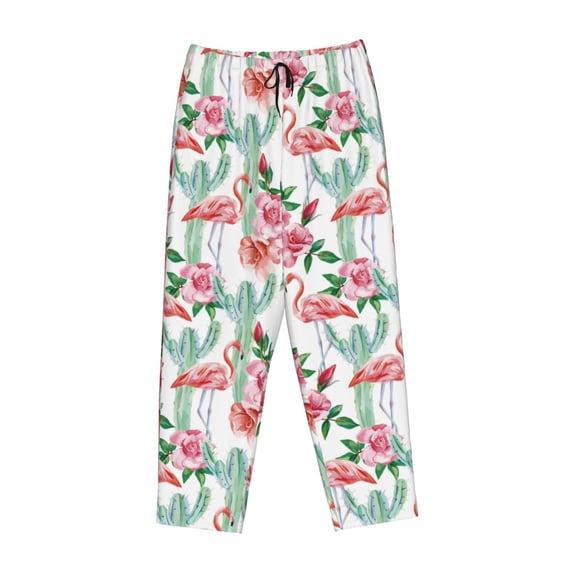 Lsque Flamingo Flower Print Women's Pajama Pants, Lounge Pant - Comfortable Home Wear,Elastic Waistband, Stylish Design-Small