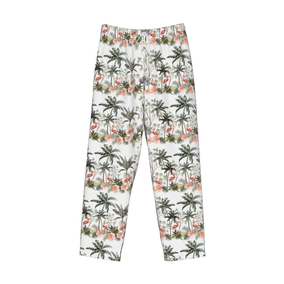 Lsque Flamingo Palm Trees Print Men's Pajama Pants, Lounge Pant - Comfortable Home Wear,Elastic Waistband, Stylish Design-Medium