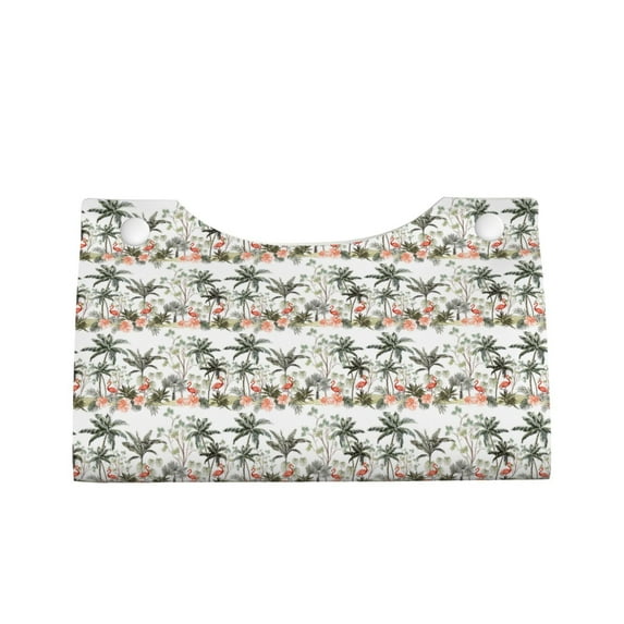 Lsque Flamingo Palm Trees Printed Long Tissue Box Cover Holder, Facial Paper Organizer Dispenser,Triangle with Bottom Belt, PVC Leather Decorative Organizer