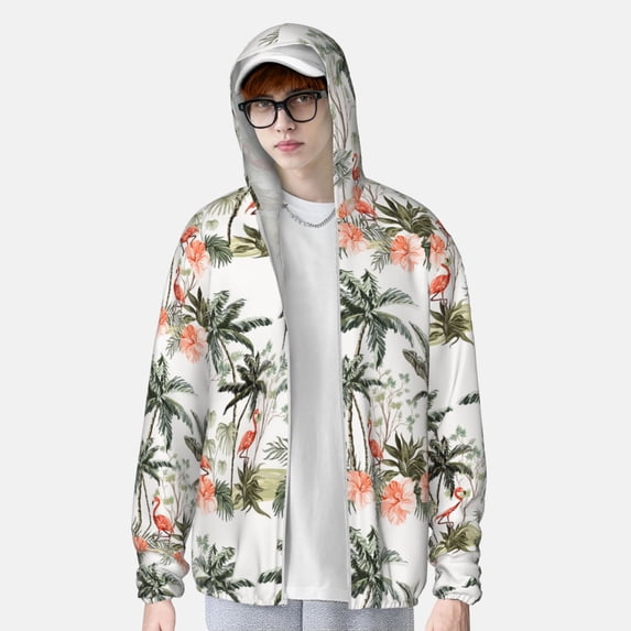 Lsque Flamingo Palm Trees UPF 50+ Lightweight Sun Protection Men's Women's Long Sleeve Shirt, Hoodie Performance -XX-Large