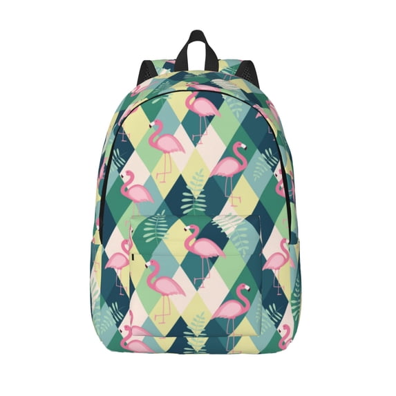 Lsque Flamingo Pattern Canvas Daypack, Durable Backpack, High-quality Versatile Backpack,Vintage Compact Backpack-Medium