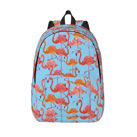 Lsque Flamingo Pattern Canvas Daypack, Durable Backpack, High-quality Versatile Backpack,Vintage Compact Backpack-Small