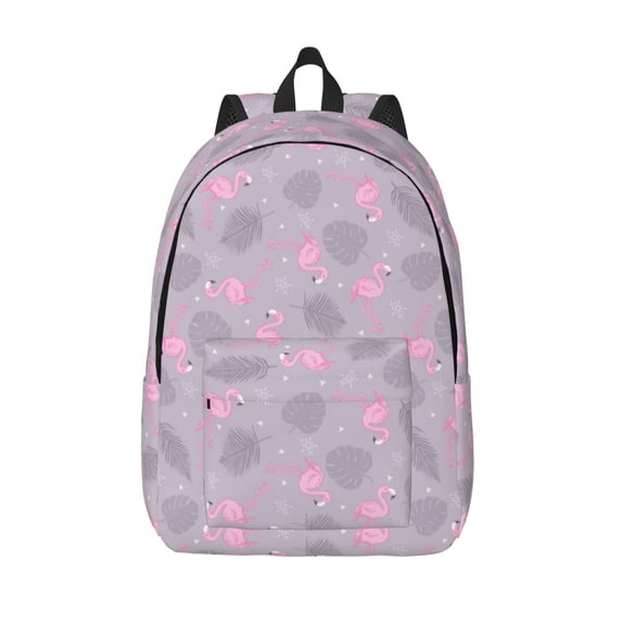 Lsque Flamingo Pattern Canvas Daypack, Durable Backpack, High-quality Versatile Backpack,Vintage Compact Backpack-Small