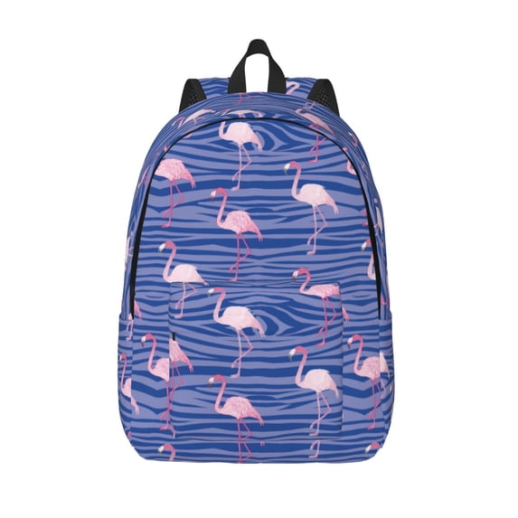 Lsque Flamingo Pattern Canvas Daypack, Durable Backpack, High-quality Versatile Backpack,Vintage Compact Backpack-Small