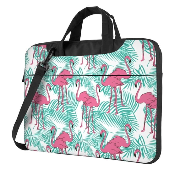Lsque Flamingo Pattern Laptop Bag – Portable & Slim Single-Shoulder Computer Case with Adjustable Strap, Protective, Lightweight for 13”/14”/15.6” Laptops
