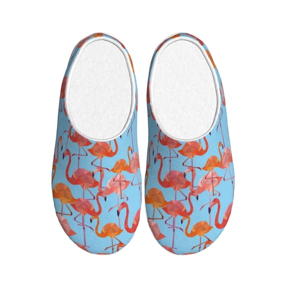 Lsque Flamingo Pattern Womens Comfort Cotton on Scuff With Memory Foam and Anti-skid Sole Slipper-40/41