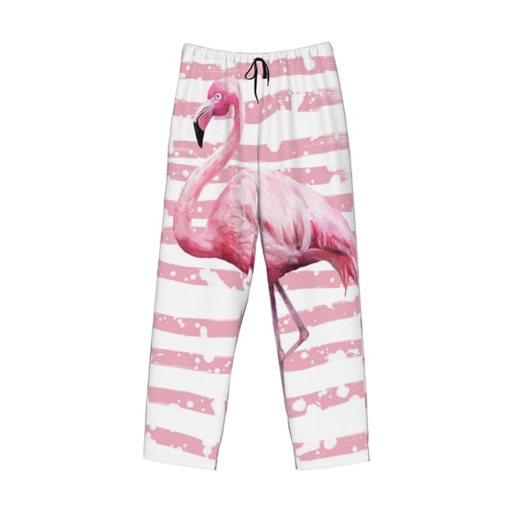 Lsque Flamingo Print Men's Pajama Pants, Lounge Pant - Comfortable Home Wear,Elastic Waistband, Stylish Design-Small