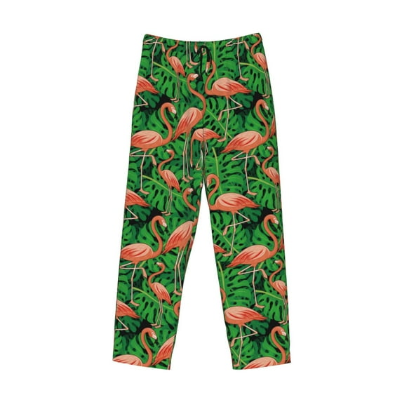 Lsque Flamingo Print Men's Pajama Pants, Lounge Pant - Comfortable Home Wear,Elastic Waistband, Stylish Design-X-Large
