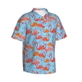 thumbnail image 1 of Lsque Flamingo pattern Hawaiian Shirt for Men, Unisex Summer Beach Casual Short Sleeve Button Down Shirts-Large, 1 of 9