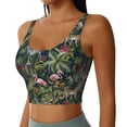 thumbnail image 1 of Lsque Flamingos And Palm Leaves Printed Women'S Sports Bra, Compression, Moisture Wicking, High-Impact Sports Bra For Women,Supportive sports bra-Large, 1 of 9