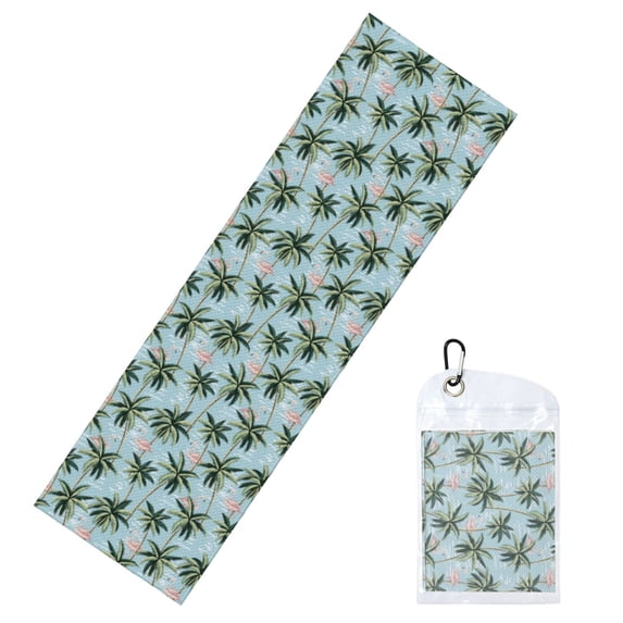 Lsque Flamingos And Palms Printed Cooling Towel (40"x 12"), Ice Towel, Microfiber, Soft Breathable Chilly Towel for Yoga, Sport, Gym, Workout, Fitness, Running
