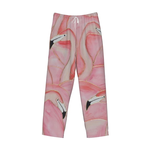 Lsque Flamingos Print Men's Pajama Pants, Lounge Pant - Comfortable Home Wear,Elastic Waistband, Stylish Design-Small