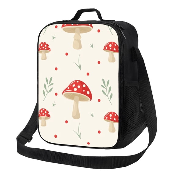Lsque Flat Mushrooms Lunch Bag Lunch Box for Women Men Reusable Insulated Lunch Tote Bag,Leakproof Thermal Cooler Sack Food Handbags Case High Capacity