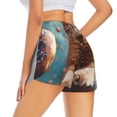 thumbnail image 1 of Lsque Floating Cat And Donuts Printed Women's Running Shorts with Liner Pockets,Elastic Quick Dry Workout Athletic Gym Yoga Shorts,Womens High Waist Shorts-Small, 1 of 9