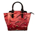 thumbnail image 1 of Lsque Floating Red Chili Peppers Pattern Leather Rivet Shoulder Bag – Elegant Genuine Leather & Microfiber PU Crossbody with Detachable Adjustable Strap, 1 of 5