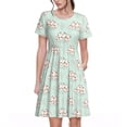 thumbnail image 1 of Lsque Flora Daisy Cactus Print Women's Casual Dress T-Shirt Summer Short Sleeve Scoop Neck Swing Dresses, 1 of 6
