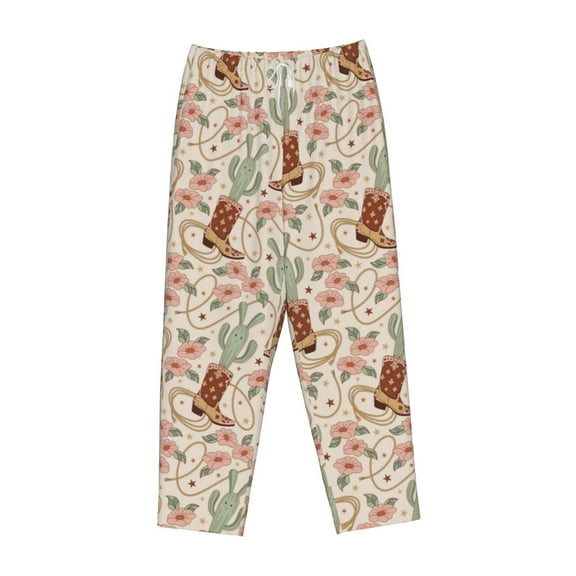 Lsque Floral Cowboy Boots Print Women's Pajama Pants, Lounge Pant - Comfortable Home Wear,Elastic Waistband, Stylish Design-Small