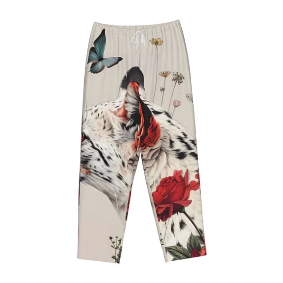 Lsque Floral Leopard Butterflies Print Women's Pajama Pants, Lounge Pant - Comfortable Home Wear,Elastic Waistband, Stylish Design-Large