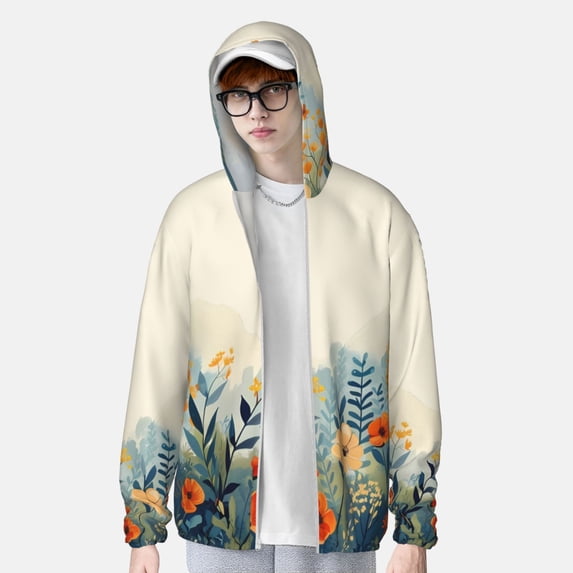 Lsque Floral Mountain Landscape UPF 50+ Lightweight Sun Protection Men's Women's Long Sleeve Shirt, Hoodie Performance -3X-Large