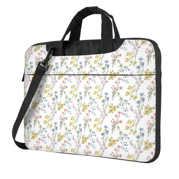 Lsque Floral Pattern Laptop Bag – Portable & Slim Single-Shoulder Computer Case with Adjustable Strap, Protective, Lightweight for 13”/14”/15.6” Laptops