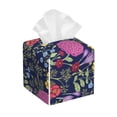 thumbnail image 1 of Lsque Floral Printed Tissue Box Cover Holder, Facial Paper Organizer Dispenser,Square with Bottom Belt, PVC Leather Decorative Organizer, 1 of 8