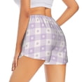 thumbnail image 1 of Lsque Floral Purple Buffalo Plaid Printed Women's Running Shorts with Liner Pockets,Elastic Quick Dry Workout Athletic Gym Yoga Shorts,Womens High Waist Shorts-Medium, 1 of 9