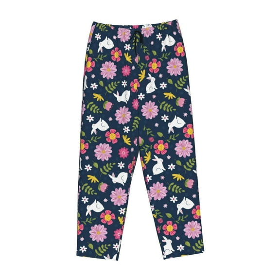 Lsque Floral Rabbit Print Women's Pajama Pants, Lounge Pant - Comfortable Home Wear,Elastic Waistband, Stylish Design-Medium