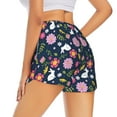 thumbnail image 1 of Lsque Floral Rabbit Printed Women's Running Shorts with Liner Pockets,Elastic Quick Dry Workout Athletic Gym Yoga Shorts,Womens High Waist Shorts-Large, 1 of 9