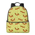 thumbnail image 1 of Lsque Floral Squirrel Pattern Backpack – School Travel Canvas Daypack with Ergonomic Padded Straps, Multiple Compartments & Leather Handle, 1 of 5
