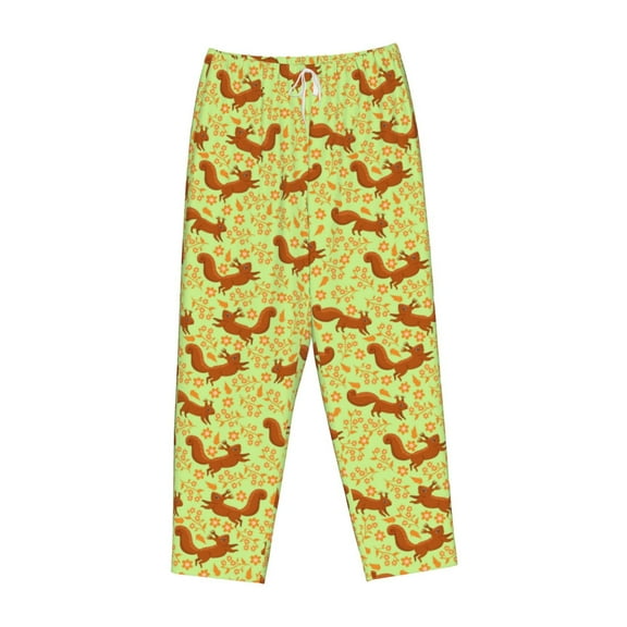 Lsque Floral Squirrel Print Women's Pajama Pants, Lounge Pant - Comfortable Home Wear,Elastic Waistband, Stylish Design-Medium