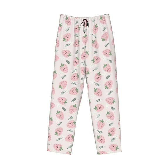 Lsque Floral Strawberr Print Men's Pajama Pants, Lounge Pant - Comfortable Home Wear,Elastic Waistband, Stylish Design-Large