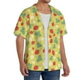 thumbnail image 1 of Lsque Floral Strawberr print Men's Cuban Collar Short Sleeve Shirt Summer Beachwear Casual Button Down Fashionable Vacation Leisure Shirt-4X-Large, 1 of 7