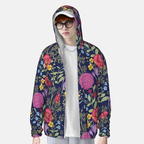 Lsque Floral UPF 50+ Lightweight Sun Protection Men's Women's Long Sleeve Shirt, Hoodie Performance -XX-Large