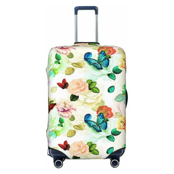Lsque Floral Vintage Printed Luggage Cover, Travel Luggage Protector,Scratch and Dirt Resistant, Fits 18-32 Inch Luggage - X-Large